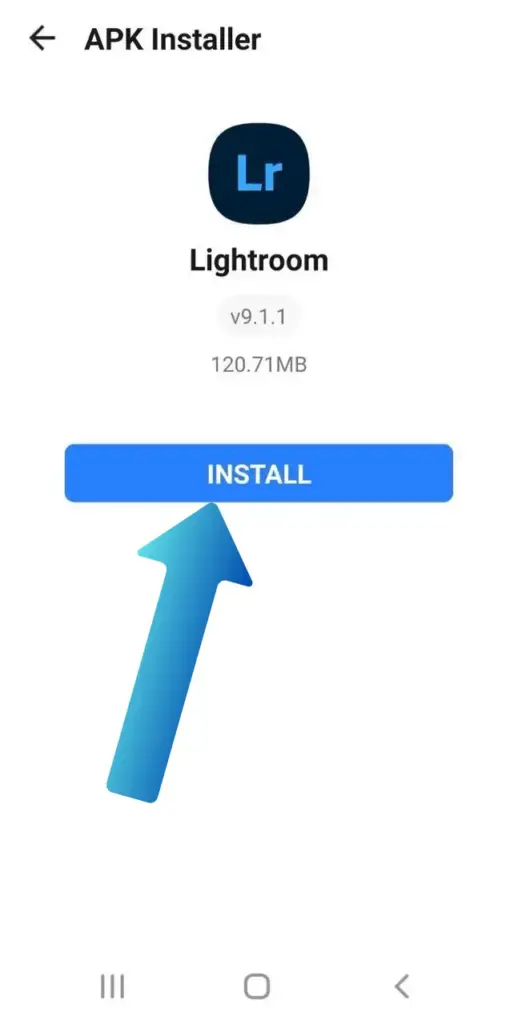 Lightroom mod apk Installation step 2