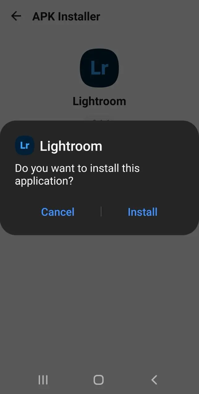 Lightroom mod apk Installation step 3