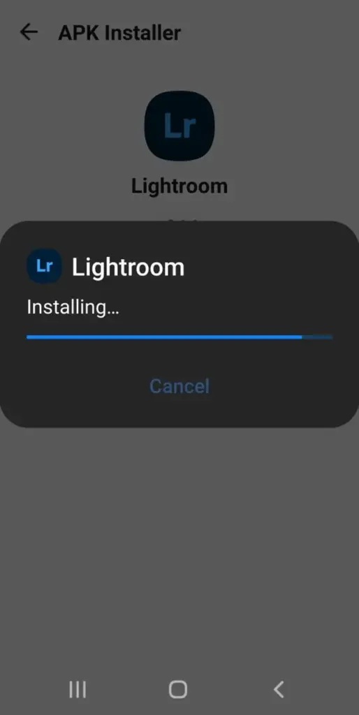 Lightroom mod apk Installation step 4