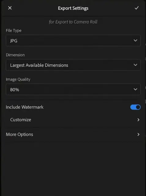 Add custom watermark in Lightroom Mobile