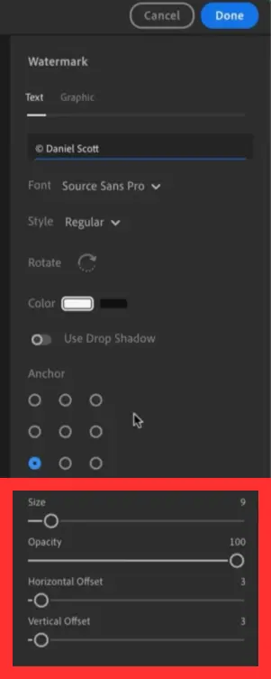 Add watermark Settings